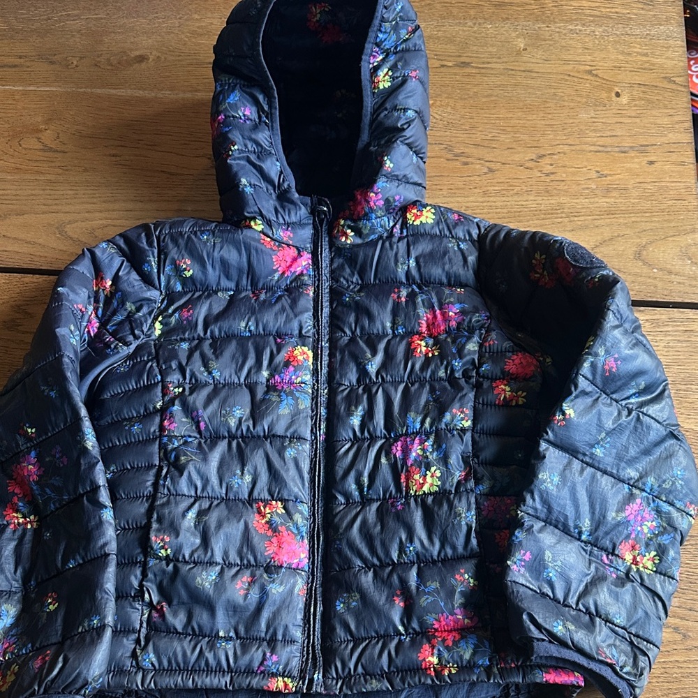 GAP Kids Floral Puffer Jacket - Navy